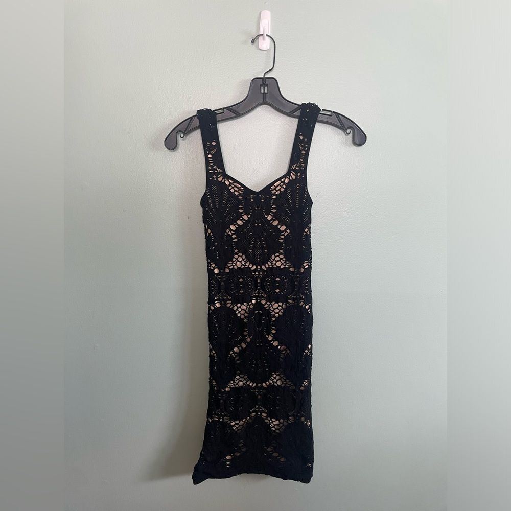 Free People Intimately Black Lace Overlay Bodycon Dress